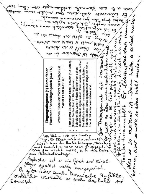 Placemat mit Lösungen