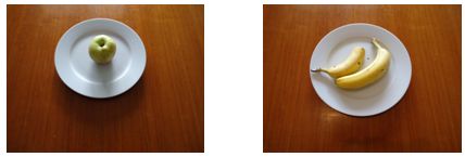 Bild links: Apfel Bild rechts: Bananen