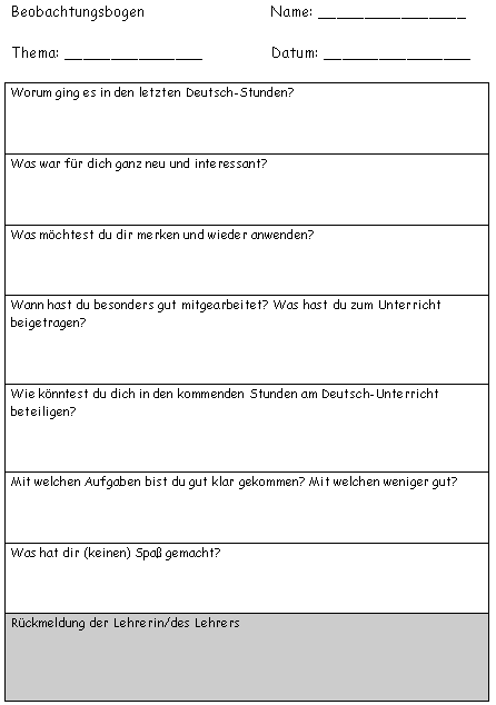 Beobachtungsbogen