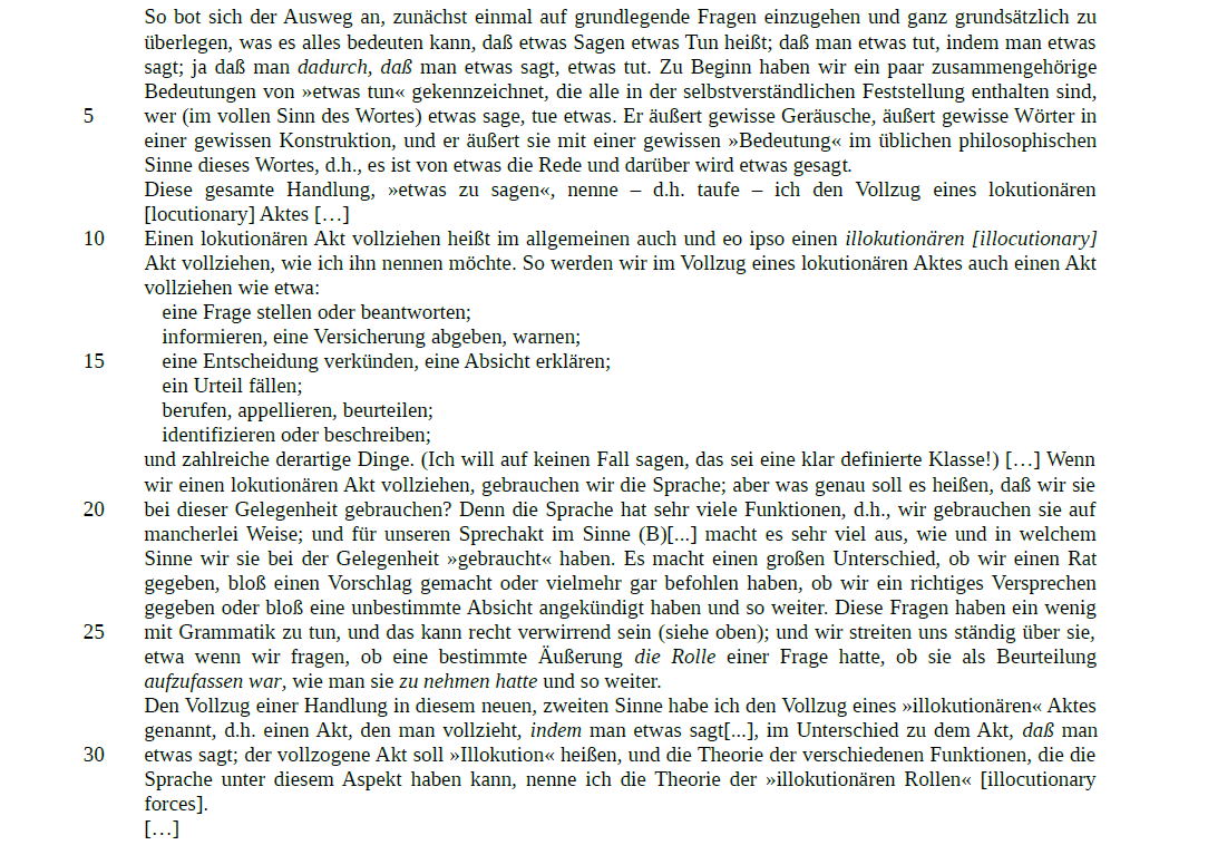 Ausschnitt aus Austin: Illokution und Perlokution