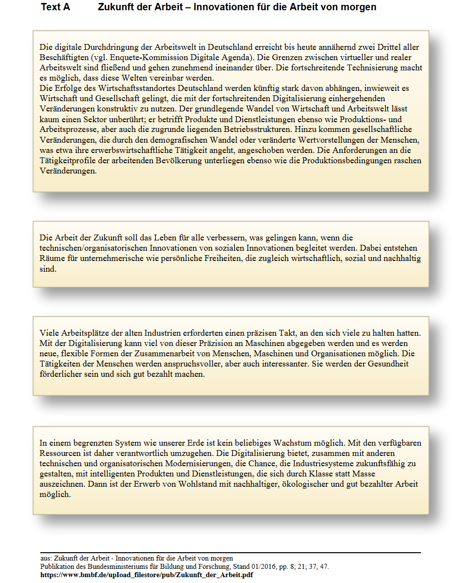 Textpassage Zukunft der Arbeit