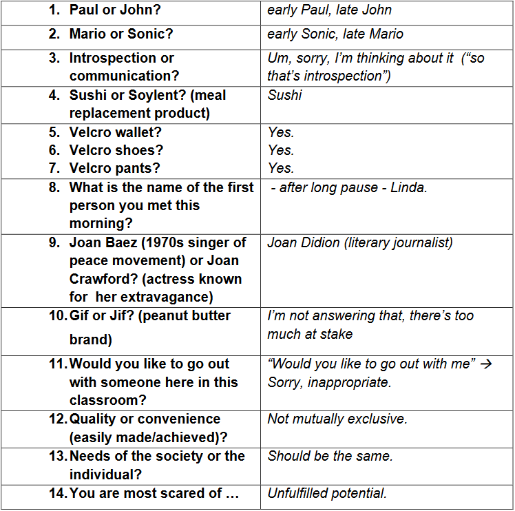 Tabelle mit Lösungen