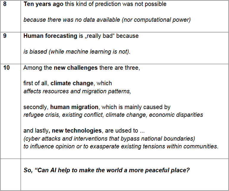 Lösungstabelle mit Fragen zum Video
