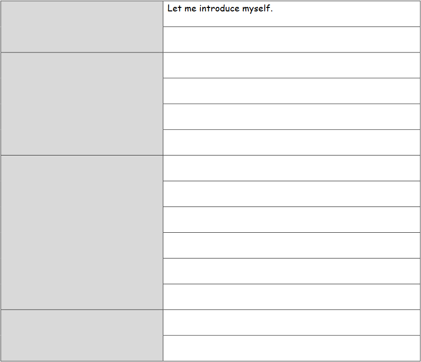 Tabelle mit Hilfestellung zu structure an oral plot summary