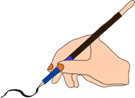 schreibende Handa - activity, body part, clip art, clipart, colour, contour, hand, image, media, outline, paper, pen, people, png, public domain, school, svg, write, writing, 