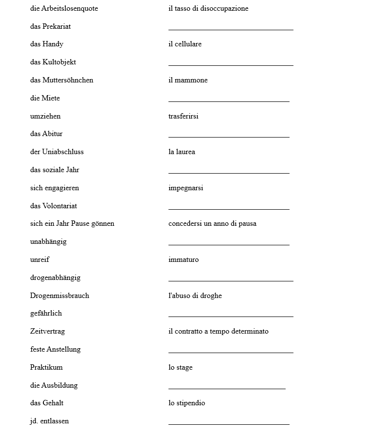 Vokabelliste Giovani