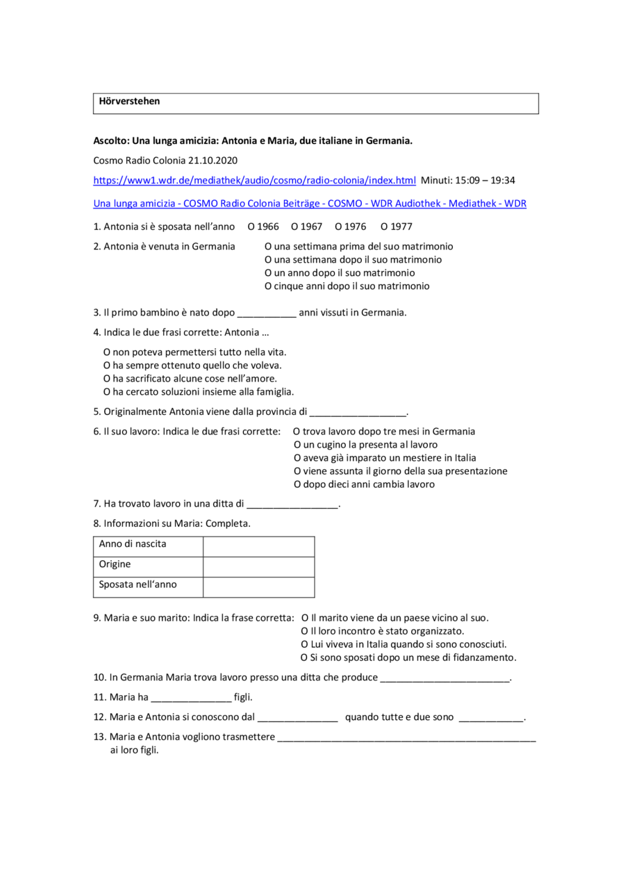 Una lunga amicizia, Seite 1