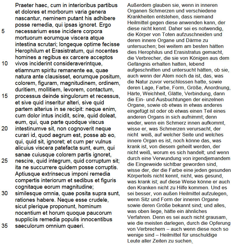 Celsus, De medicina, Buch 1, Proömium 23-26. 40-44. 74
