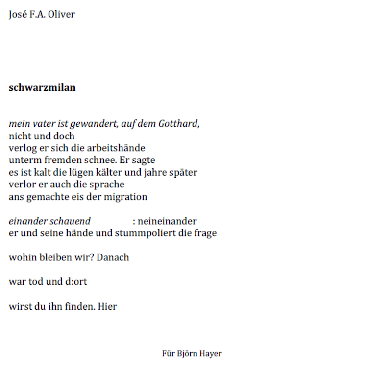 Gedicht schwarzmilan