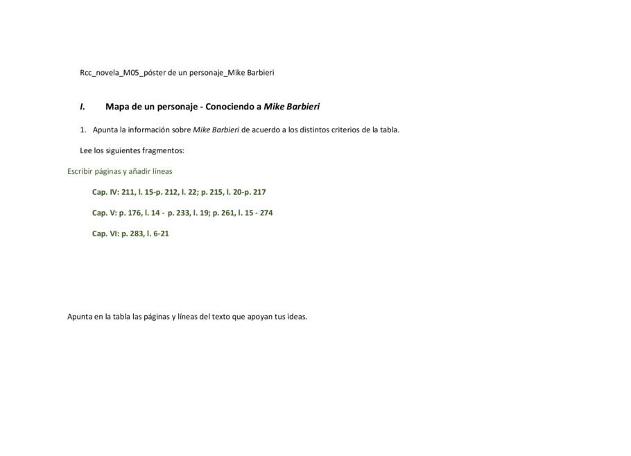 Póster de un personaje: Mike Barbieri, Seite 1